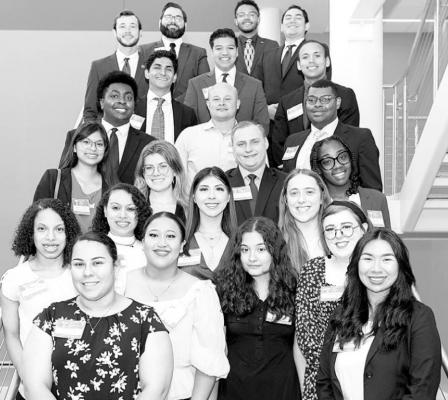 Aniqué Lopez (front right) was elected as the chairwoman of the Student Advisory Board to the Texas State University System Board of Regents at the May meeting. Sul Ross SGA President Alyssa Salles (front left) also attended the meeting in Huntsville.