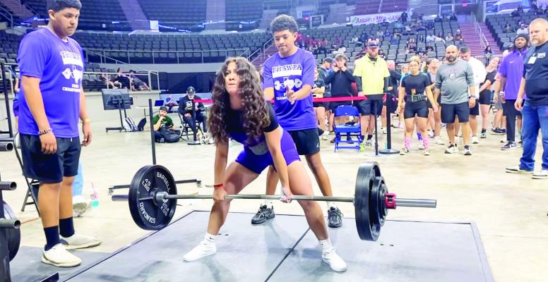Vianney Santos showed why she made the cut for the 3A Division II Texas State Girls Powerlifting meet last week in Edinburg. Santos, in the 132-pound weight class, completed a deadlift of 290 pounds. Santos was 7th in the State in her weight class. Courtesy photo