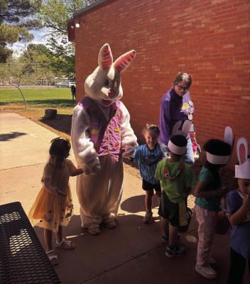 The Easter Bunny made an appearance last week at Alpine Elementary School, visiting with all the kids during their Easter celebration and egg hunt. Courtesy photo