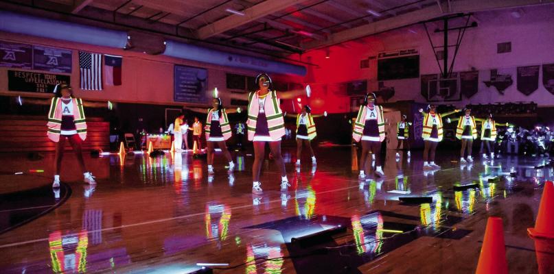 The AHS cheerleaders led the student body in glowing school spirit on Friday at the Bucks’ first pep rally of the season. Courtesy photo