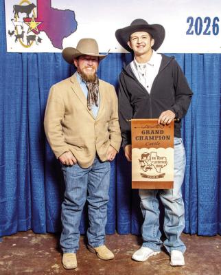 Colten Gray is pictured with Calan Ahrens of Ahrens Ranch and Wildlife, who purchased his Grand Champion steer. Courtesy photo