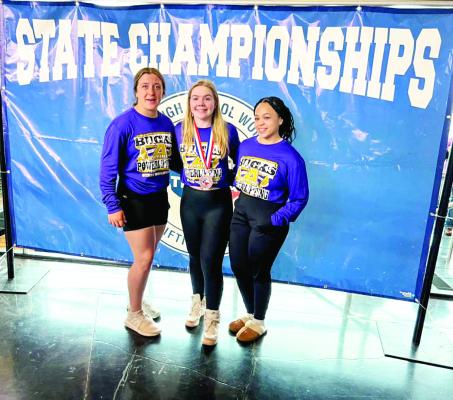 Alpine Lady Bucks powerlifters headed to state competition during the week of spring break. These girls did a great job of representing Alpine. Pictured are Kody Hawkins, Madalyn Warren, and Enyssa Fierro. Courtesy photo