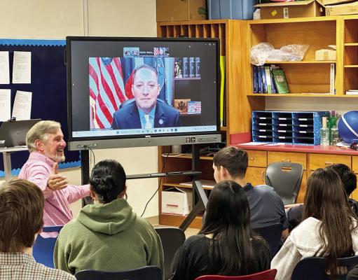 Students in George Hazlehurst’s government class recently had the opportunity to visit with U.S. Rep. Tony Gonzales (TX-23) virtually. Gonzales discussed his responsibilities and activities as Terlingua’s representative and answered questions that the students had prepared in advance. Photo courtesy of Terlingua CSD