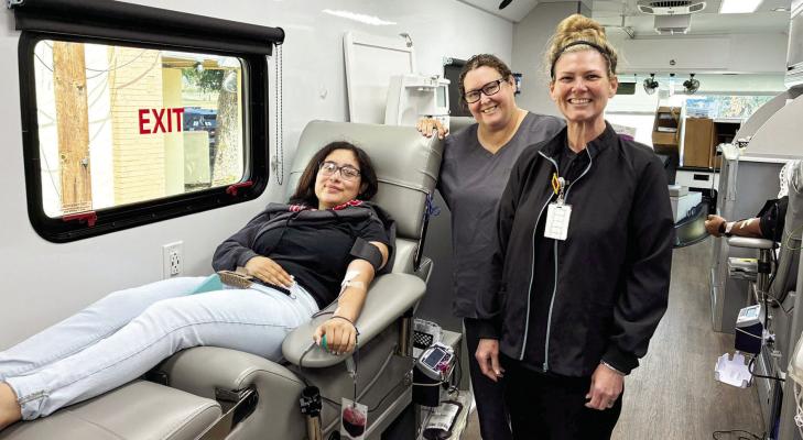 Alpine PD intern and Sul Ross student Kaylee Fierro took time earlier this week to donate blood. Alpine PD holds blood drives a few times a year with the help of Vitalant. Photo courtesy of APD