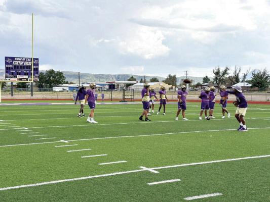 The Fightin’ Bucks prepare for the showdown against Wellington during practice at Buck Stadium. Courtesy photo