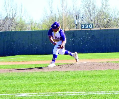 AJ Llanez hurls a ball from the mound during a match-up with the Fort Davis Indians at Kokernot Field. Photo by Felipe Fierro