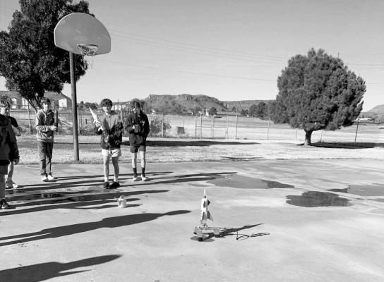 Eighth graders at Alpine Middle School built and launched rockets last week as part of their science class. Courtesy photo