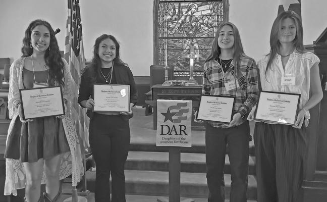 From left, the recipients of the DAR Good Citizen Awards are Alysa Renae Garcia, Roxelle Ava Adams, BrookeAnn Jenks, and Mayson Sage McBride. Courtesy photo