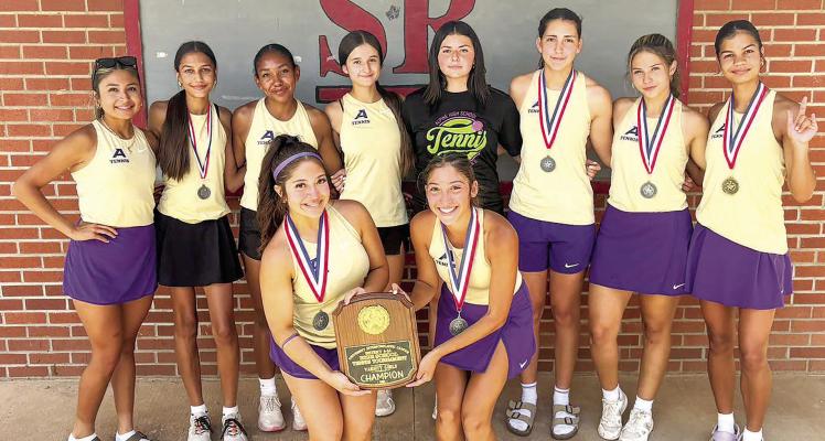 The girls’ varsity tennis team showed the competition how it’s done by taking the District Championship last Tuesday at Sul Ross. Courtesy photo