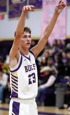 Senior Kelton Tarrant attempts a free-throw after being fouled in the Bucks’ most recent game at the Wilson-Stice court. Photo by Felipe Fierro