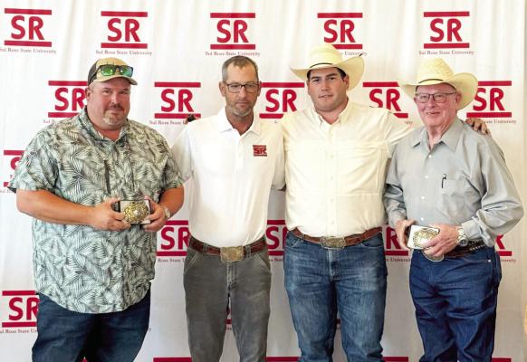 Jackie Kerr (far left) and Jack Kerr (far right) were this year’s ANRS Exes 42 Champions. The Kerrs are pictured with Hunter Burkett, tournament organizer, and board member Cooper Hurt. Photo courtesy of ANRS Exes