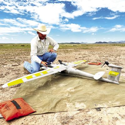 MS candidate Christian Lewis incorporates cuttingedge drone technology for his study of rangelands. Using remotely sensed data, he can compare vegetation patterns in pastures under rotational versus continuous grazing. This approach improves sampling efficiency and expands coverage, thus strengthening the reproducibility of his data collection and analysis. Photo courtesy of BRI
