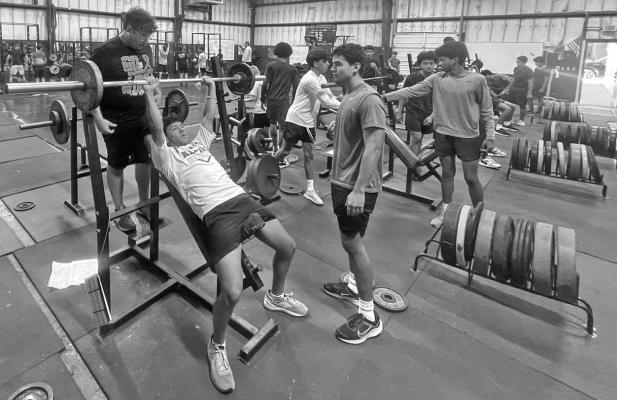 Many of the Alpine Buck boys’ student-athletes are hard at work in the weight room getting ready for the fall sports season at Alpine ISD. Courtesy photo