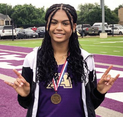 Despite just narrowly missing a chance to qualify for the state track meet, Danica Mulholland earned an impressive third-place finish in the girls’ 200m dash in Abilene on Saturday. Mulholland finished with a time of 25.73 seconds, 1.41 seconds behind the firstplace finisher from Holliday. Courtesy photo