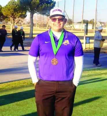 David Baca brought home a third-place medal last week in the Bucks’ first golf tournament of the Spring at the Monahans Invitational. Courtesy photo