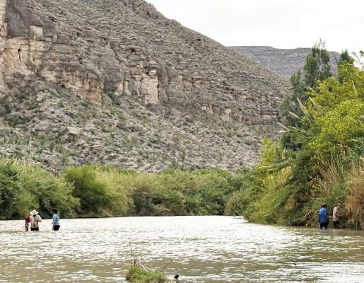 Students in Dr. Kevin Urbanczyk’s Hydrology class spent time recently measuring streamflow at three sites on the Rio Grande through Black Gap Wildlife Management Area. This data will contribute to a multidecade data set Dr. Urbanczyk has been accumulating to observe groundwater input into the Rio Grande flow. Photo courtesy of SRSU Geology
