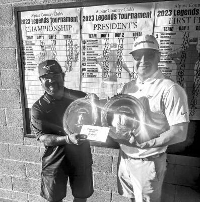 Tulon Murphy and Noe Lujan placed 1st in the President’s Flight at this past weekend’s Legends Golf Tournament held at the Alpine Country Club. Courtesy photo