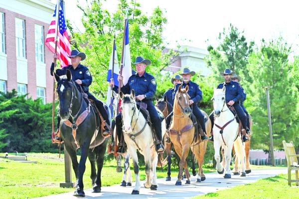 A mounted patrol was an important part of this year’s Big Bend Area Law Enforcement Association memorial held on the Sul Ross State University campus last Wednesday. Photo courtesy of Alpine Police Department