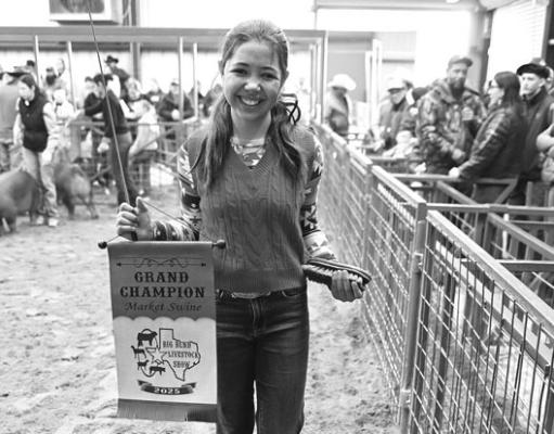 Alexi Hernandez from Fort Davis exhibited this year’s Grand Champion Market Swine on Saturday during the Big Bend Livestock Show. Photo by Felipe Fierro
