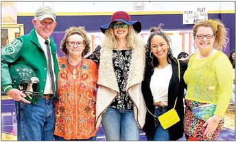 Alpine’s coaches and staff took last Friday’s pep rally theme to heart as they dressed to impress in their favorite decade’s fashions. From left Coach Wayne Schroeder, Mrs. Robie Golden, Coach Adrian Smith, Mrs. Veronica Crespo, and Dr. Michelle Rinehart. Courtesy photo