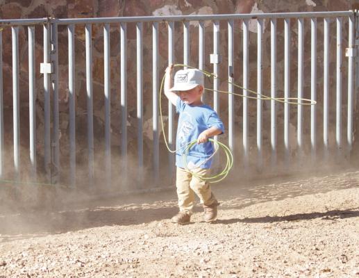 Walter Klein tries his hand at catching a goat during Friday night’s kick-off event for the Sul Ross ANRS Exes Reunion. Photo by Kara Gerbert