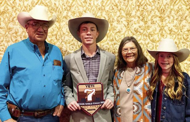 Recently, Britton Belcher, grandson of Dr. Ray and Terry Jean Allen, competed in the Junior NFR in Las Vegas held this past week. Also pictured is his sister Raylee Belcher.