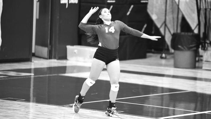Lady Buck Novah Carrasco serves the ball in a recent home game against Presidio.