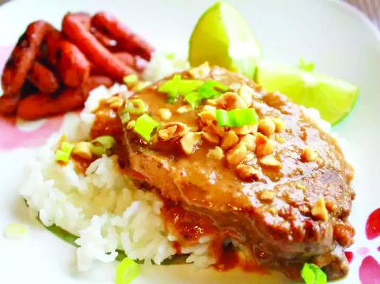 Slow Cooker Thai Peanut Pork over rice Courtesy photo
