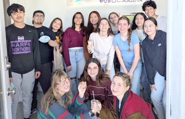 Students from Marfa High School spent time on Christmas Eve on the airwaves of Marfa Public Radio letting their listeners know what some of their favorite songs of 2025 were. Courtesy photo