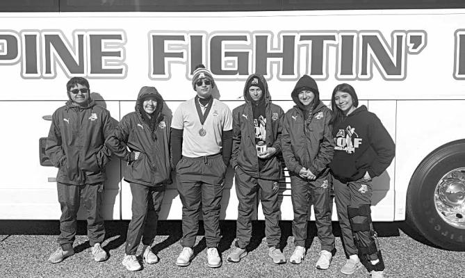 The Alpine Buck golf team traveled to Fort Stockton this past weekend to compete, and this was the first tournament of the season for the girls’ team. Pictured are Camilo Celaya, Analia Adame, David Baca, Riley Killingsworth, Evelyn Smith, and Jenna Vega. Courtesy photo