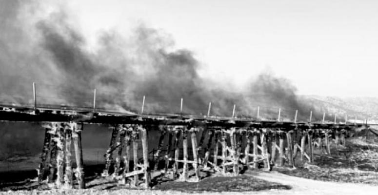 A fire burned Union Pacific tracks west of Marathon last week. Courtesy photo