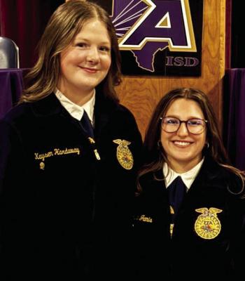 Kaysen Harden was elected this week as the Big Bend District FFA Treasurer, while Sophie Janis was elected District President for the 2026-2027 year. Courtesy photo