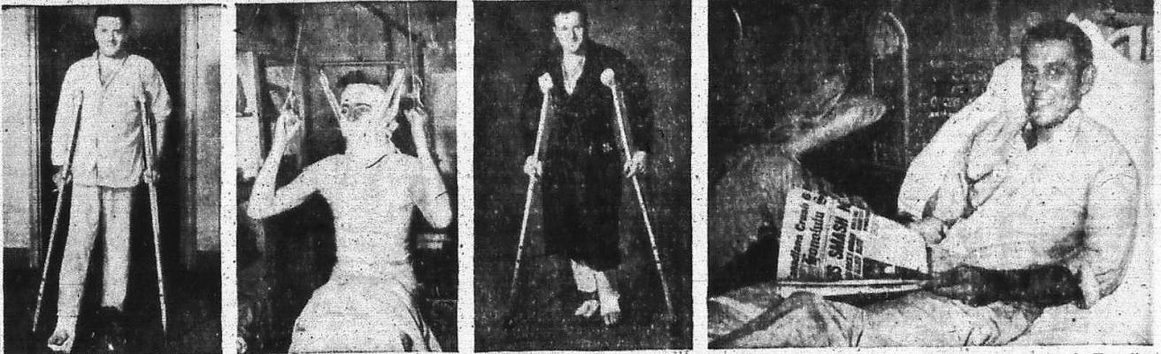 July 20, 1945 War bonds help our soldiers recover faster by helping offset the cost of needed medical equipment and facilities. By purchasing these bonds, you can help these wounded warriors recover quickly. From left, PFC John Soule of St. Albans, VT, Unknown, Dean Blatchley of Lebanon, OR, and Pvt. Patrick A. O’Connor of Cleveland, OH.