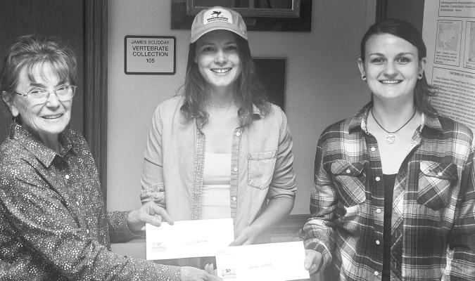 Pictured is CDRI representative Shirley Powell, awarding Elle Sutherland, and Nicole Dickan the James F. Scudday Scholarship awards. Courtesy photo