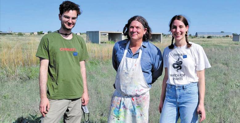 Instrumental in the Chinati Foundation collaborative arts projects are intern Matt Reiner, Director of Education Michael Roach, and lead educator Molly Bondy. Avalanche photo by Roxanne Hill