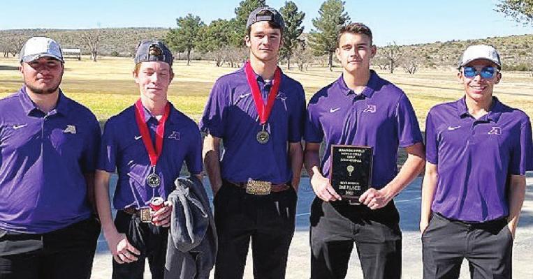 Turtle Basibuyuk, Britton Belcher, Shaun Foster, Zach Wash, and Jared Smith line up after a successful tournament in Iraan. Courtesy photo