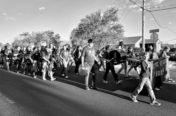 The Alpine Fightin’ Buck Band is always a big part of any parade but was especially so in last Wednesday’s homecoming parade. Photo by Kara Gerbert
