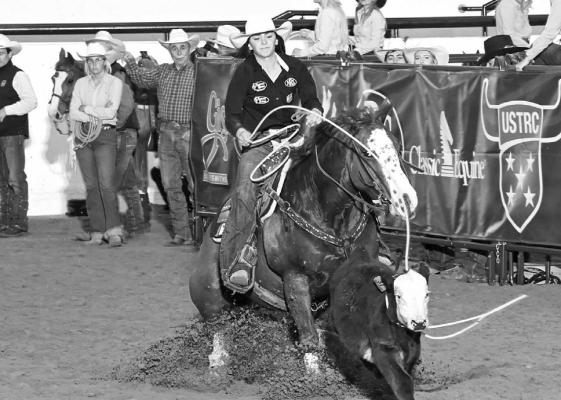 Emily Charlesworth throws her rope at a calf during the breakaway roping event. Courtesy photo