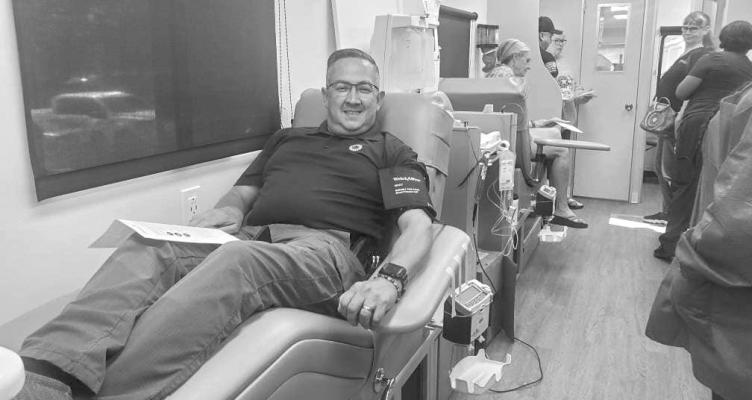 Chief Darrell Losoya took time to give blood at the Alpine Police Department’s first annual Memorial Day blood drive. Courtesy photo