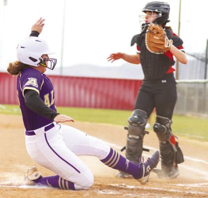 Kody Hawkins slides home to score on one of Alpine’s 17 runs Friday against Wink. Hawkins had three hits, an RBI, and scored three runs. Hawkins had a homerun, three doubles and eight RBIs during a game in Van Horn last week. Photo by Shawn Yorks