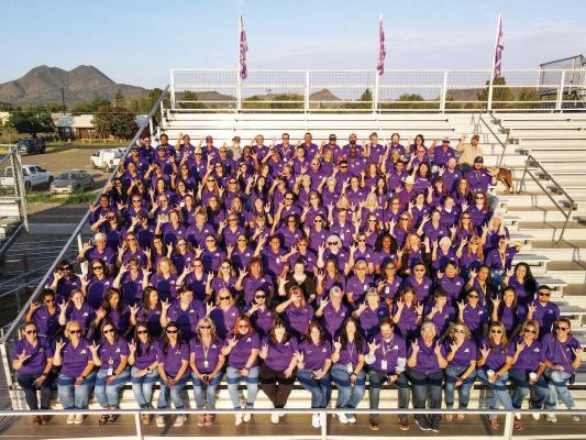 The staff at Alpine ISD posed for their annual “first day of school” photo as they prepare for the 2025-2026 year. Courtesy photo