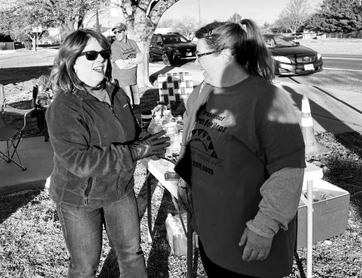 The Sunshine House of Alpine recently held their first annual March for Meals ‘Run Against Hunger’ 5K in conjunction with the Alpine Food Pantry and Sul Ross’ Lobo Food Pantry on March 25. Pictured here are Alpine Mayor Catherine Eaves and Amy Fields, the Assistant Executive Director at the Sunshine House making sure the runners were well hydrated. Photo by Felipe Fierro
