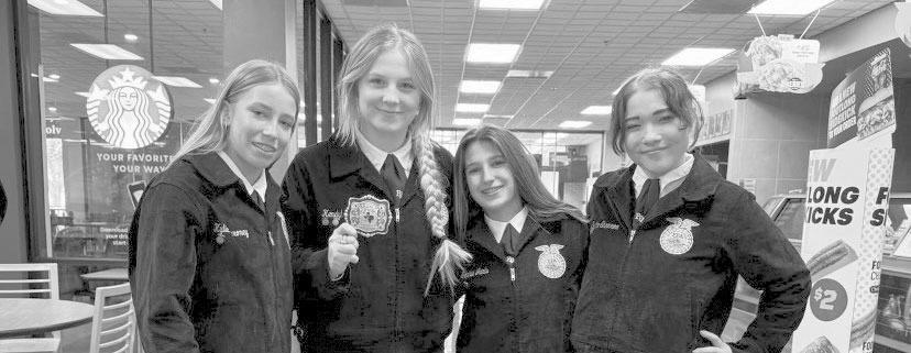 Kendyl Hardaway has been elected as an Area II FFA officer for 2024-- 2025. Pictured here at the Area meeting are Kylie Maroney, Hardaway, Sophie Janis, and Collette Sharron.