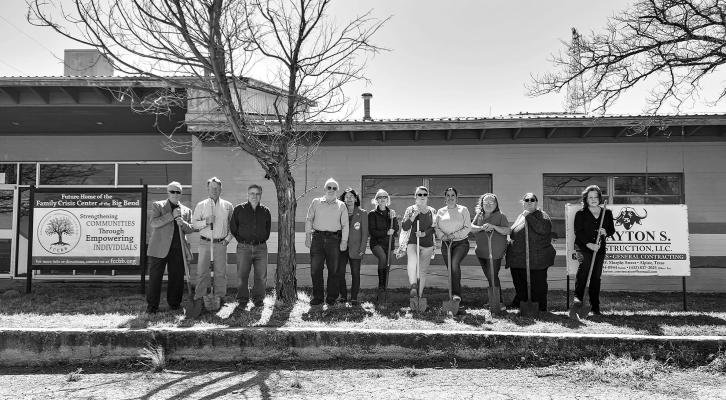 The Family Crisis Center of the Big Bend broke ground last Friday at their new building. Renovations will begin shortly with local construction company Clayton S. Construction, LLC. Pictured are Dr. Jimmy Case, Clayton Shoot, Clint Weber, Dr. Richard Gluck, Sara Bow-Gluck, Rhonda Cole, Carol Fairlie, Leticia Carrillo, Tona Vega, Naomi Hernandez, and Tamie Neu. Photo by Kara Gerbert