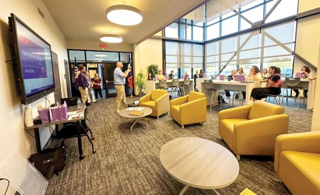 Jarrett Vickers organized Alpine ISD’s new teacher orientation recently. The orientation was held at Alpine High School’s library, where the new teachers were introduced to working at Alpine ISD and treated to lunch. Courtesy photo