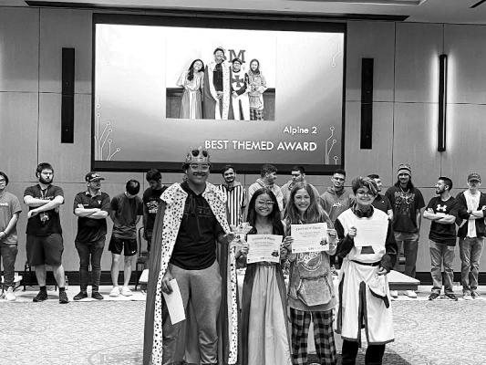 Alpine Middle School robotics team won the Best Themed Award recently at a GEAR competition held at Texas Tech in Lubbock. Pictured are Darius Portillo, Rose DeGuia, Alice Saunders, and Roseline Haas. Courtesy photo