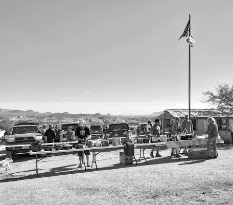 Contestants for the annual Terlingua Pea-Off drop off their pots of blackeyed peas for locals and visitors to sample. This year’s event boasted almost 30 competitors for this New Year’s Day competition. Photo by Kara Gerbert