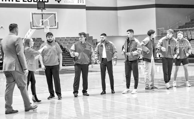 Several of the Sul Ross State University men’s basketball team received their letter jackets last Thursday evening during the half-time portion of the women’s contest against the University of the Ozarks at the Pete P. Gallego Center. Photos by Kara Gerbert