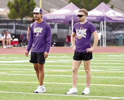 This summer’s Alpine 7on7 team is being coached by recently graduated Alpine Buck football standouts. Devon Rojo and Logan Smith took on the coaching of this year’s 7on7 team. The team failed to qualify for the state championship, but has another chance coming up soon. Photo by Felipe Fierro
