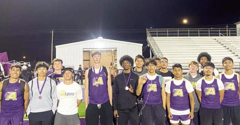 The Alpine Buck varsity track and field team earned a fourth-place overall finish at the Ozona Relays, with medals won by Thaddeus Prieto, Kelton Tarrant, and Dae Hardwick. Courtesy photo
